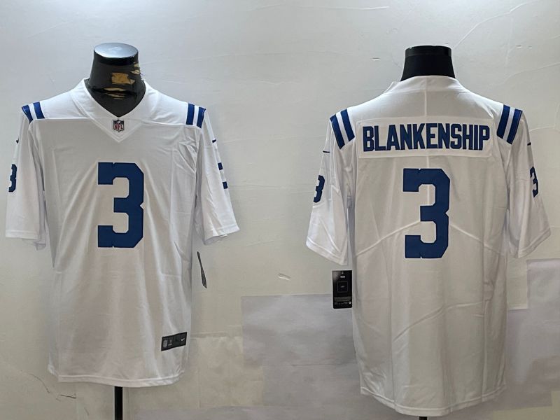 Men Indianapolis Colts #3 Blankenship White Second generation 2024 Nike Limited NFL Jersey style 1